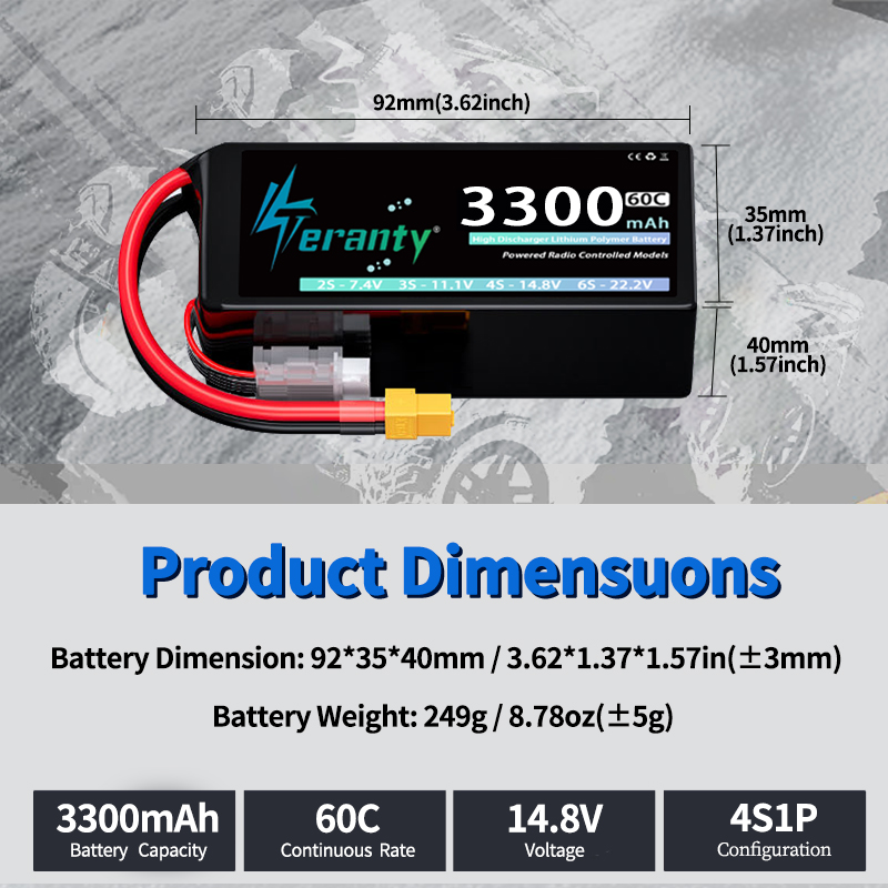 Batería Lipo TERANTY 4S 3300mA - Drone Rc Leading reseña y precio