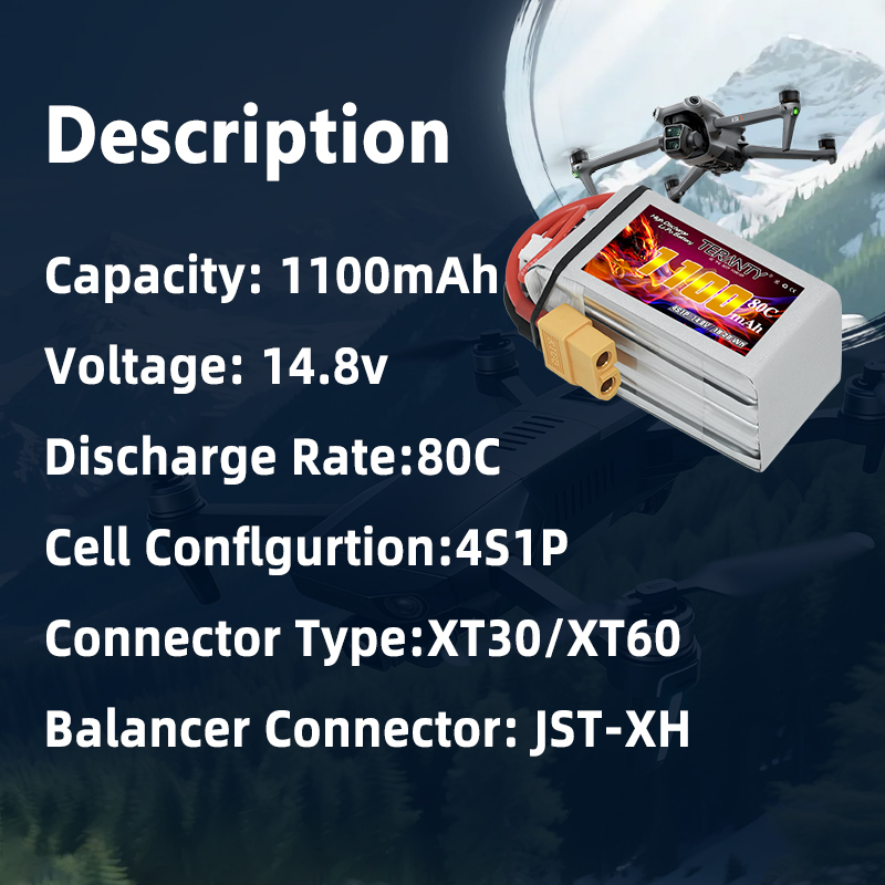 Batería Lipo TERANTY 4S 1100mA - Drone Rc Leading reseña y precio